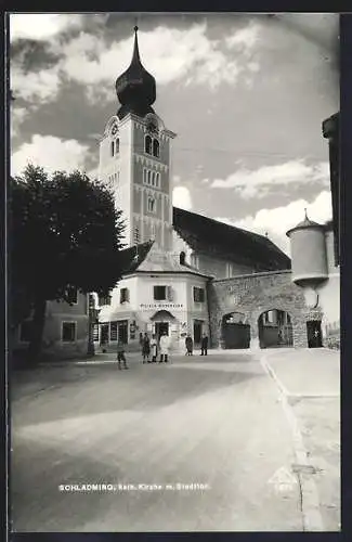 AK Schladming, Kath. Kirche m. Stadttor