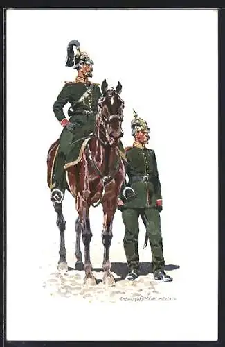 Künstler-AK Anton Hoffmann - München: Zwei Soldaten der K. B. Gendarmerie 1856