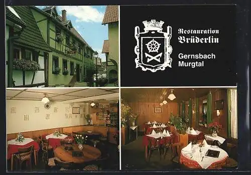 AK Gernsbach /Murgtal, Restaurant Brüderlin, Hauptstrasse 3, Innenansichten