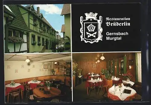 AK Gernsbach /Murgtal, Restaurant Brüderlin, Hauptstrasse 3, Innenansichten