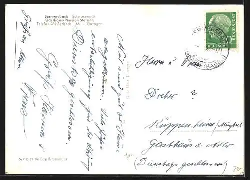 AK Bermersbach / Baden, Gasthaus-Pension Sternen, Innenansichten
