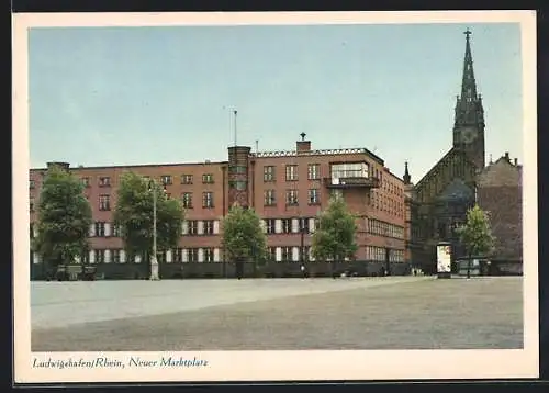 AK Ludwigshafen /Rhein, Neuer Marktplatz mit Kirche