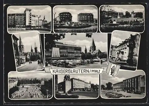 AK Kaiserslautern /Pfalz, Kaufhaus Wertheim mit Kirche, Denkmal, Brunnen