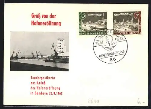 AK Bamberg, Hafeneröffnung 1962, Hafen mit Haus der Bavaria