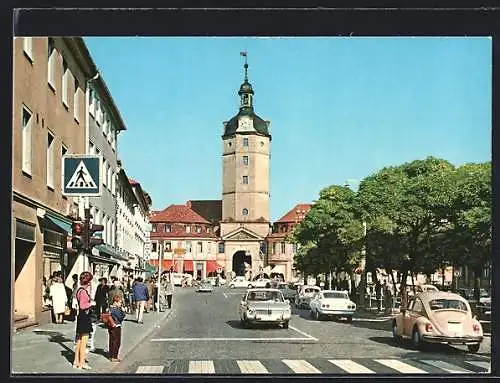 AK Ansbach, Am Herrieder Tor mit Kaufhaus Quelle