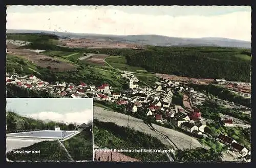 AK Bockenau bei Bad Kreuznach, Teilansicht, Schwimmbad