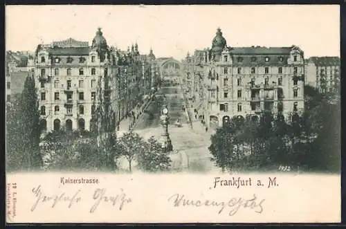 AK Frankfurt a. M., Kaiserstrasse mit Uhrturm