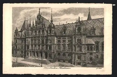 Künstler-AK Wiesbaden, Rathaus