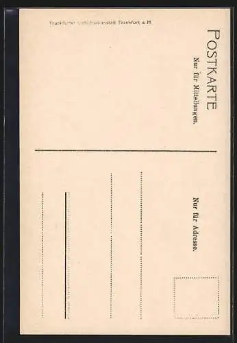 AK Frankfurt a. M., Hauptpost mit Tuchhandlung Bamberger & Hertz und Strassenbahn