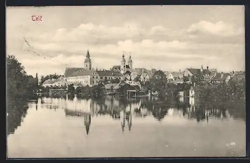 AK Telc, Teilansicht mit Kirche