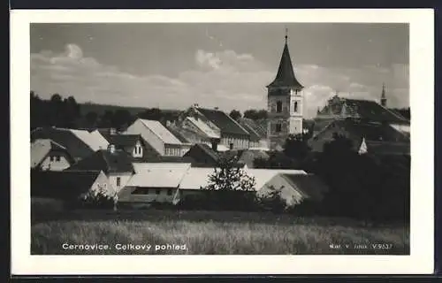 AK Cernovice, Teilansicht mit Kirche