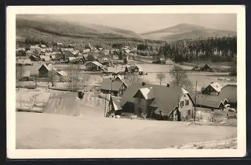 AK Neuwelt-Harrachsdorf, Ortsansicht im Winter