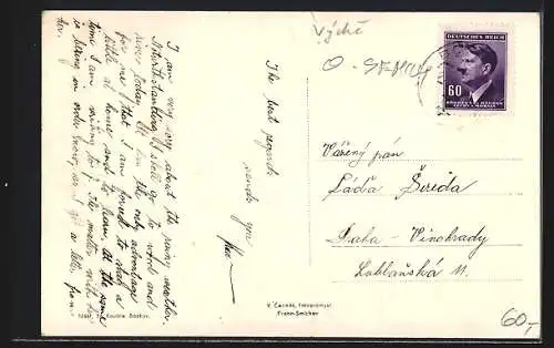 AK Bozkov, Panorama mit Kirchturm