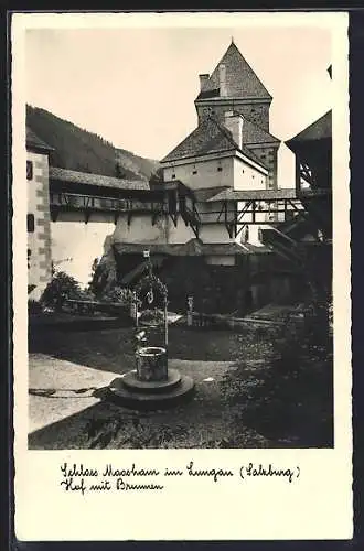 AK Unternberg /Lungau, Schloss Moosham mit Brunnen