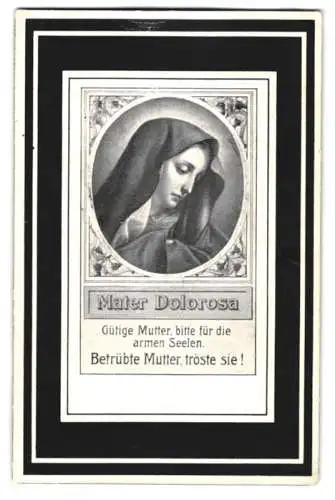 Sterbebild Anna May geb. Pfund, gestorben am 7. September 1906 zu München