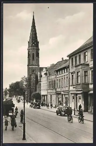 AK Dessau, Zerbster Strasse und Katholische Kirche