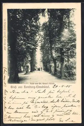 AK Hamburg-Eimsbüttel, Park von Dr. Unna`s Klinik