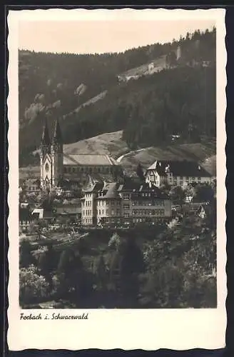 AK Forbach i. Schwarzwald, Ortspartie mit Kirche