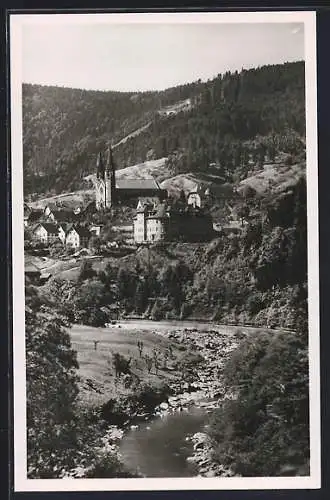 AK Forbach, Bachpartie mit Blick nach der Kirche