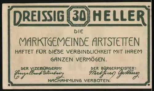 Notgeld Artstetten 1920, 30 Heller, Burg und Portal