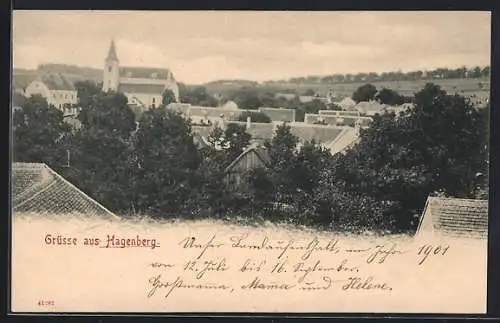 AK Fallbach /N.-Oe., Hagenberg, Teilansicht mit Kirche