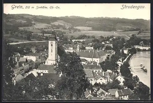 AK Grein /Ob.-Oe., Strudengau, Teilansicht mit Kirche