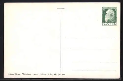 AK König Ludwig III.von Bayern, Portrait im Kranz, Briefmarken