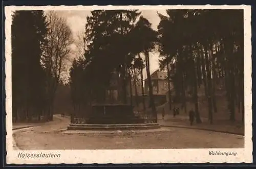 AK Kaiserslautern, Waldeingang mit Brunnen