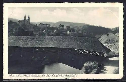 AK Forbach, Blick auf alte Holzbrücke