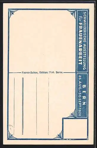 AK Bern, Schweizerische Ausstellung für Frauenarbeit 1928, Aussichtsturm & Confiserie