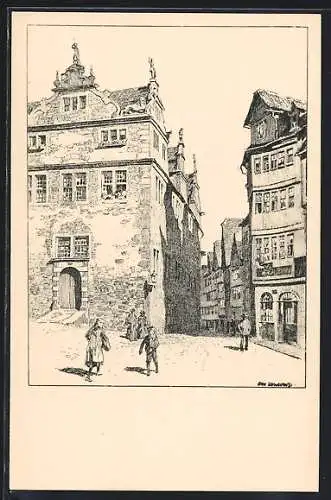 Künstler-AK Otto Ubbelohde: Cassel, Marställerplatz, Wildemannsgasse