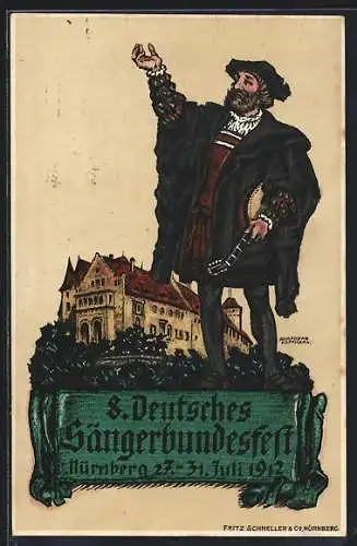 Künstler-AK Nürnberg, 8. Deutsches Sängerbundfest 1912, Musiker Adolf Oscar Hoffmann