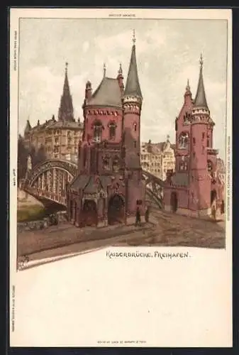 Künstler-AK Carl Biese: Hamburg, Kaiserbrücke und Freihafen