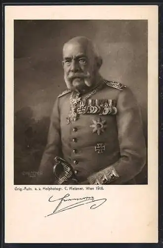 AK Portrait Kaiser Franz Josef I. von Österreich in Uniform mit Orden, Rotes Kreuz