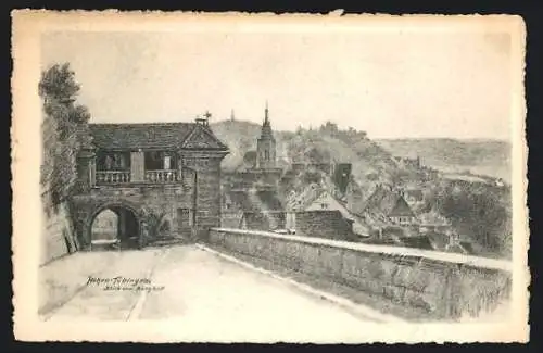 Künstler-AK Hohen-Tübingen, Blick vom Burghof