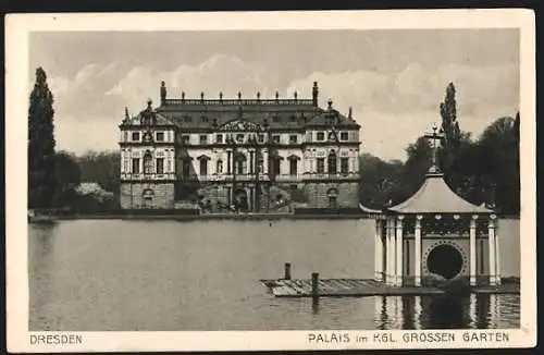 AK Dresden, Grosser Garten, Palais mit Pavillon