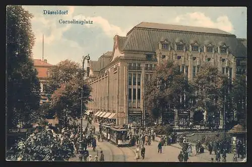 AK Düsseldorf, Corneliusplatz mit Strassenbahn