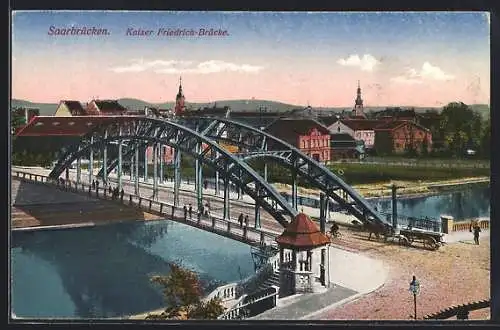 AK Saarbrücken, Ortsansicht mit Kaiser Friedrich-Brücke