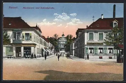 AK Rastatt, Marktplatz und Schlossstrasse