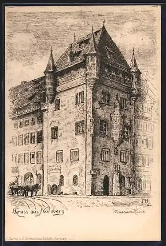 Künstler-AK Nürnberg, Ansicht vom Nassauer Haus