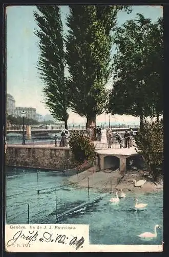 AK Genève, Ile de J. J. Rousseau