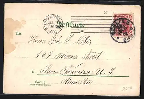 Lithographie Berlin, Kaiserliches Postamt 24, Oranienburgerstrasse, Sophien-Kirche