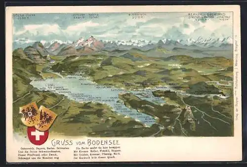 Lithographie Horn, Blick auf den Bodensee