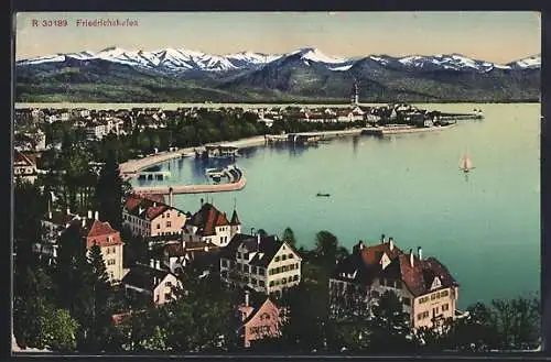 AK Friedrichshafen, Panorama mit Bodensee