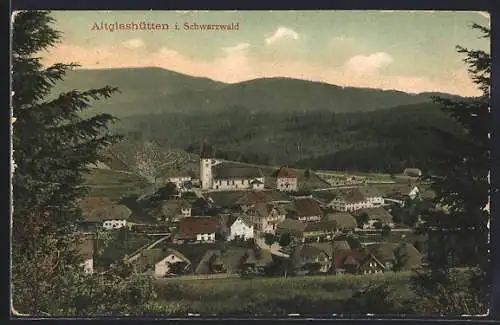 AK Altglashütten i. Schwarzwald, Teilansicht mit Kirche