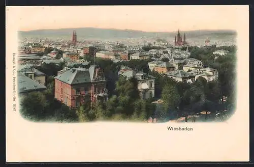 AK Wiesbaden, Teilansicht mit Kirche