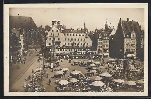 AK Nürnberg, Hauptmarkt mit Geschäften