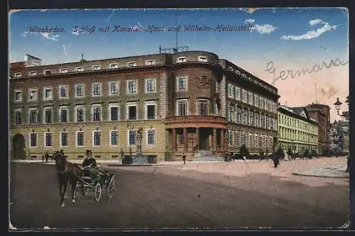 AK Wiesbaden, Schloss mit Kavalier-Haus und Wilhelm-Heilanstalt