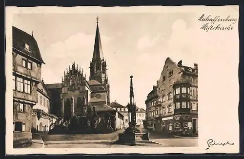 AK Aschaffenburg, Blick auf die Stiftskirche St. Peter