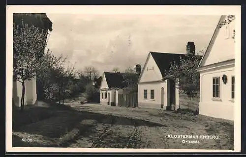 AK Klostermarienberg, Ortsende mit letzten Wohnhäusern